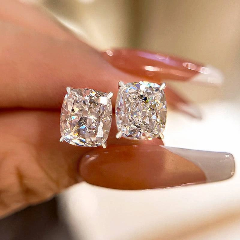 Elegant Style 2.0Ct Classic Cushion Cut Women's Stud Earrings In Sterling Silver