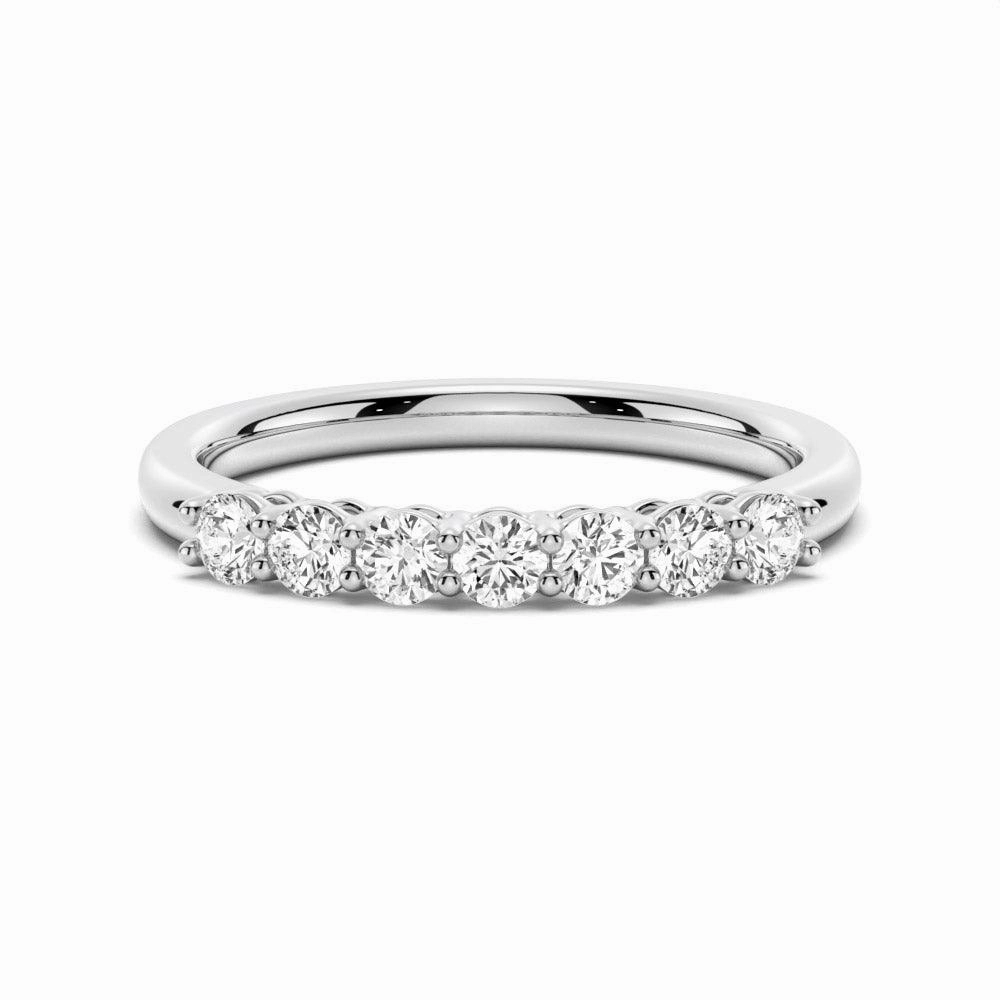 Simple Symbol Dainty Feel 2.5mm 7 Stone French Pave Moissanite Wedding Band