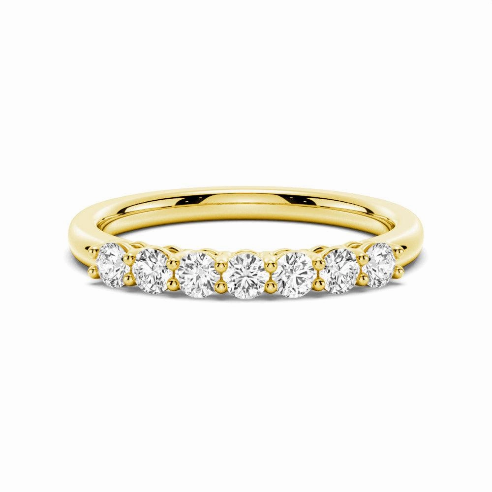 2.5mm 7 Stone French Pave Moissanite Wedding Band Polished Feature Flat Lay