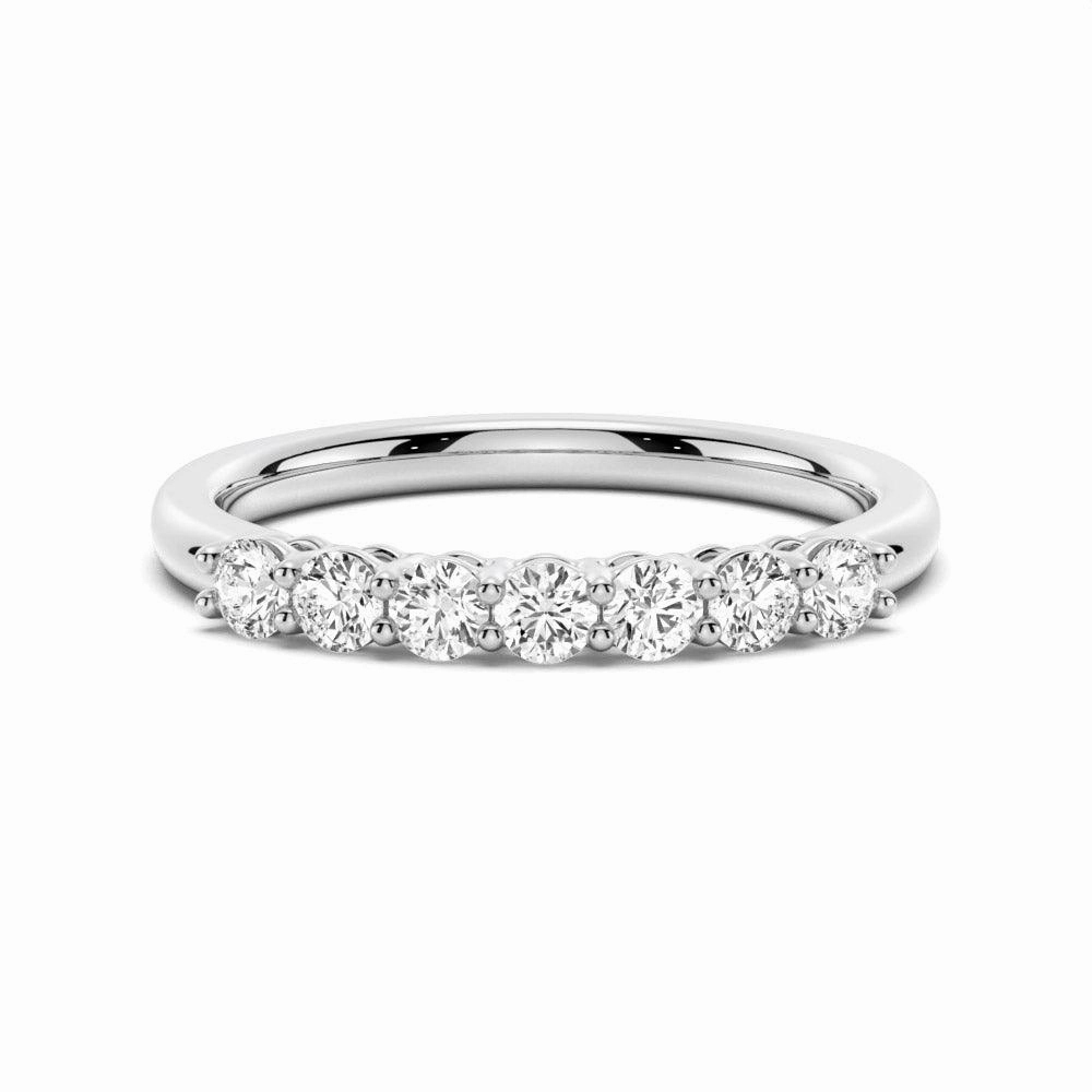 Lively Detail 2.5mm 7 Stone French Pave Moissanite Wedding Band