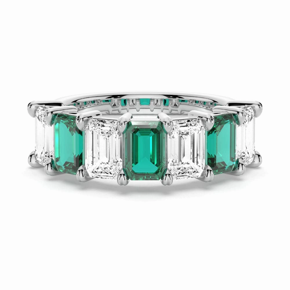 2.88ctw. Classic Lab Grown Emerald Moissanite Anniversary Band Contemporary Layer