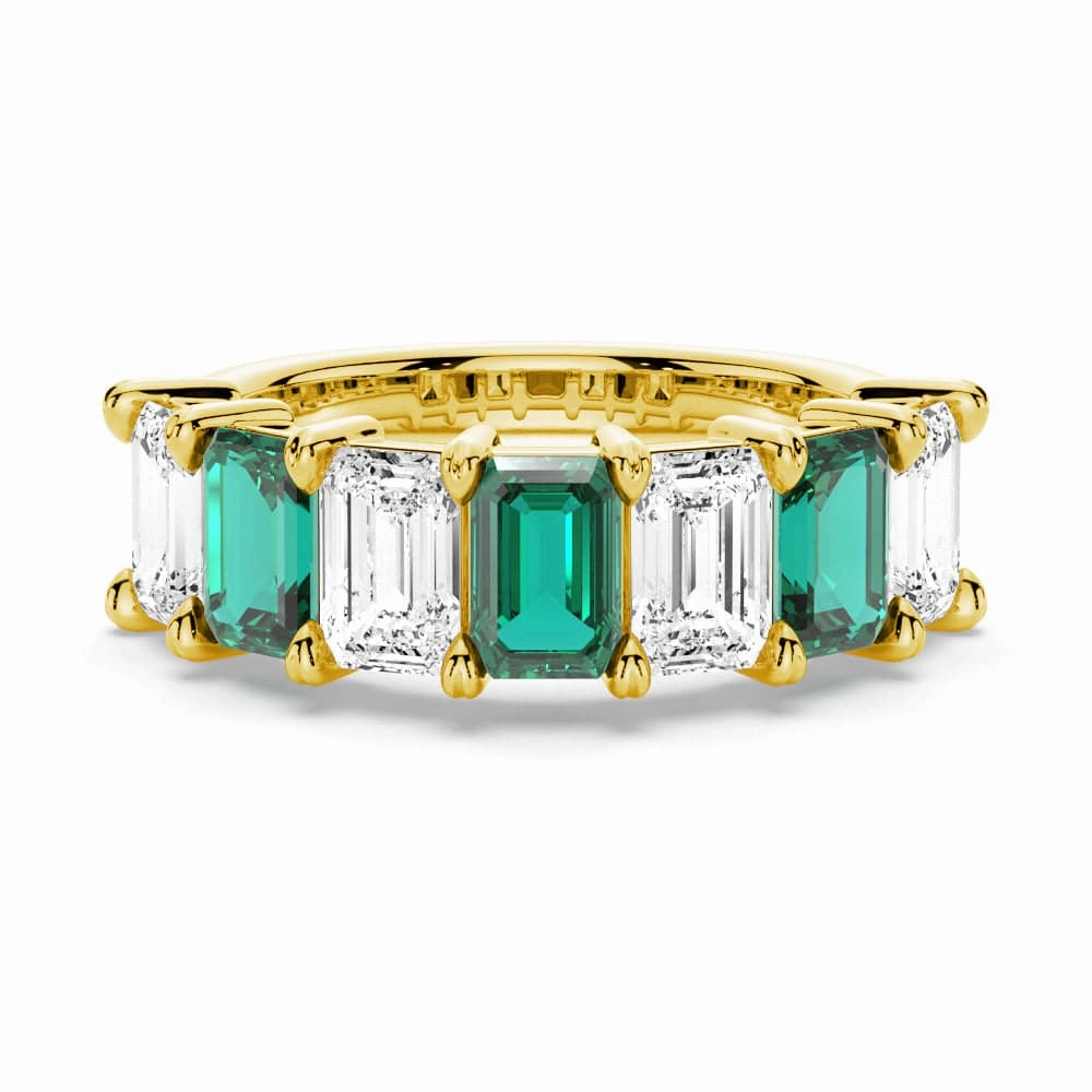 Colorful Glow Vacation Mood 2.88ctw. Classic Lab Grown Emerald Moissanite Anniversary Band