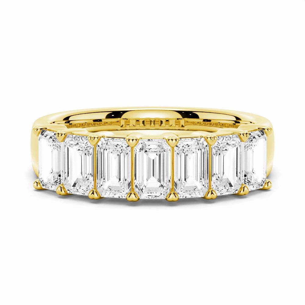 Secure Article Vintage Adornment 2.8 ctw Emerald Cut Moissanite Half Eternity Band