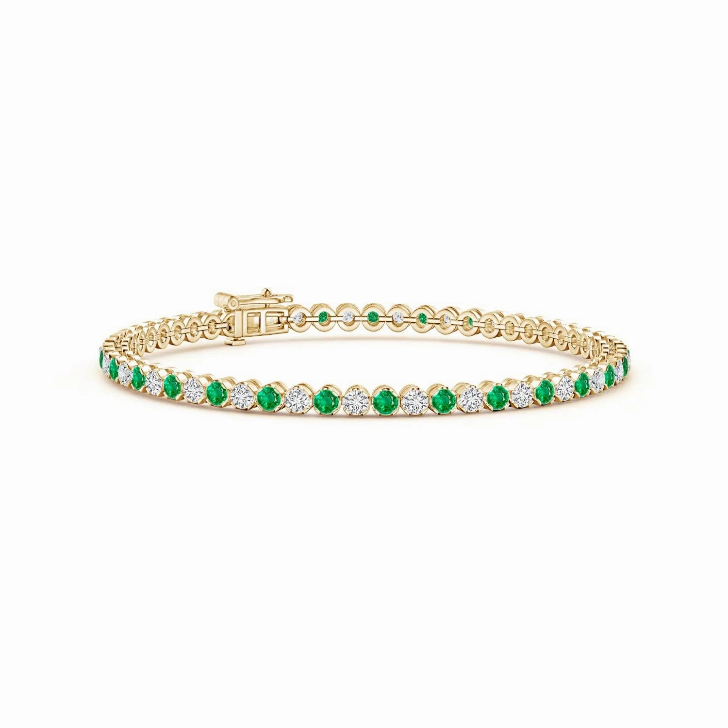2.96 CT. Classic Round Emerald and White Sapphire Tennis Bracelet Fresh Elements Chic Duo