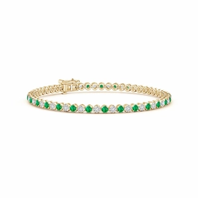 2.96 CT. Classic Round Emerald and White Sapphire Tennis Bracelet Bright Accent Event Glow