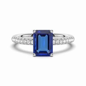 Fashion Jewelry Trendy Accessory 2 CT. Petite Trellis Lab Grown Sapphire Gemstone Ring