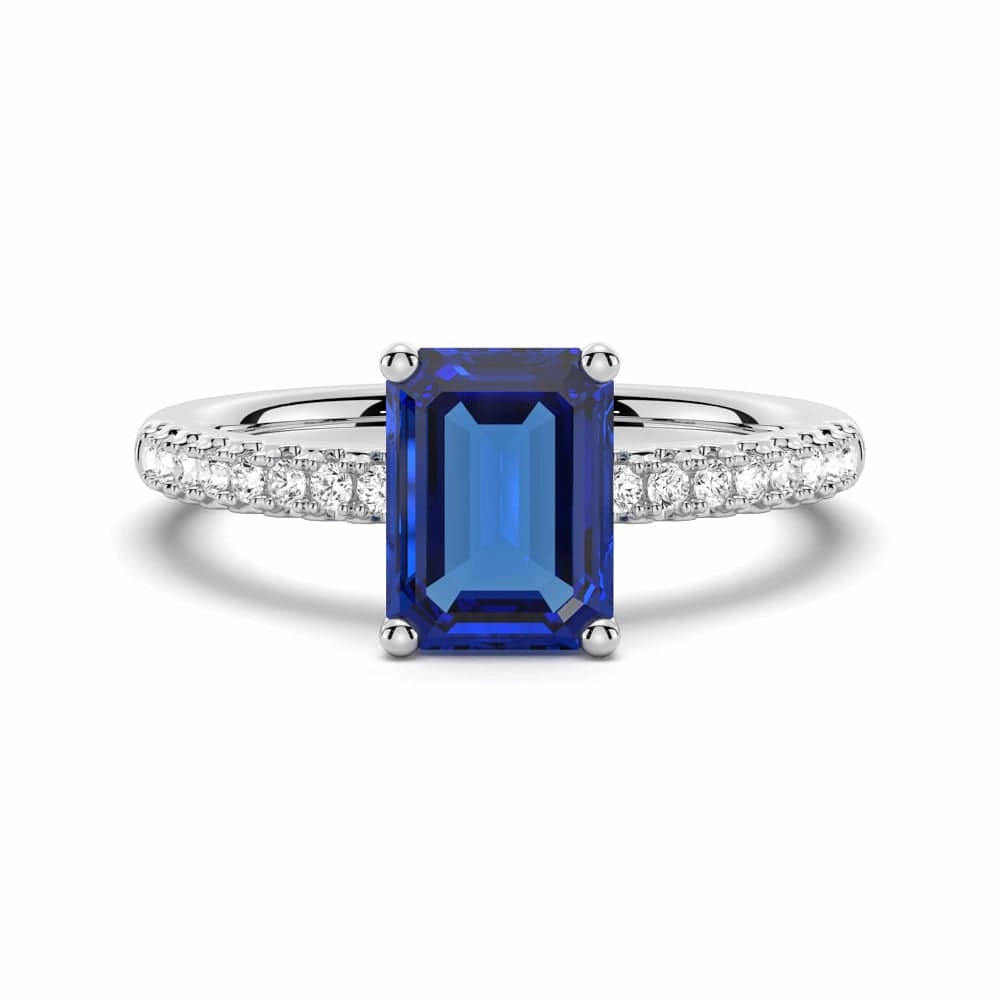 2 CT. Petite Trellis Lab Grown Sapphire Gemstone Ring Brilliant Accent Chic Gifts