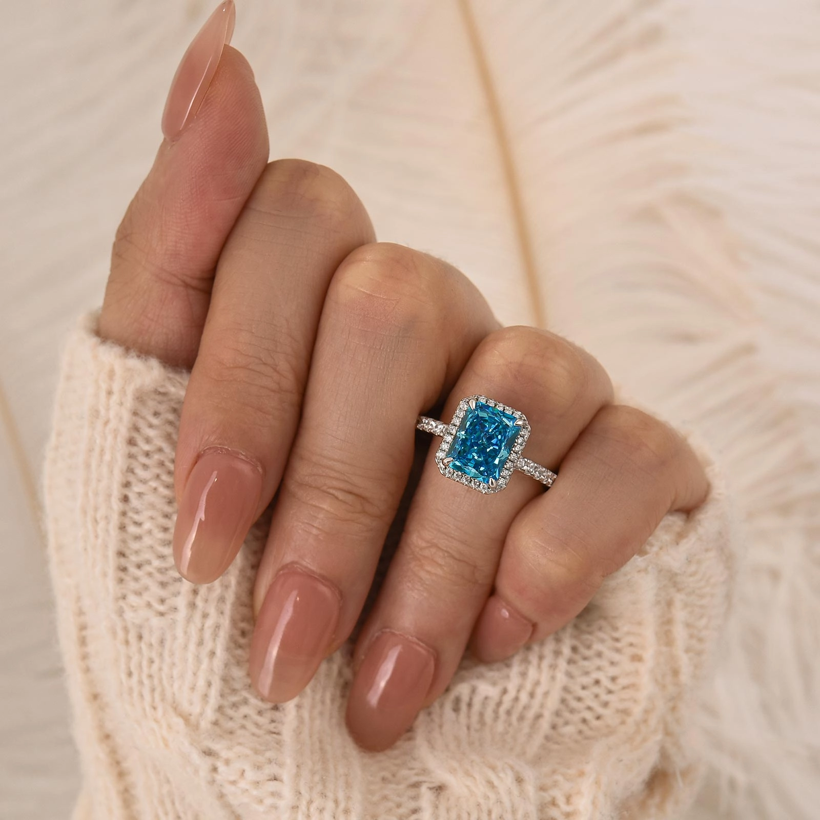 3.0Ct Radiant Cut Halo Engagement Ring Travel Ring In Sterling Silver Functional Appearance All Season