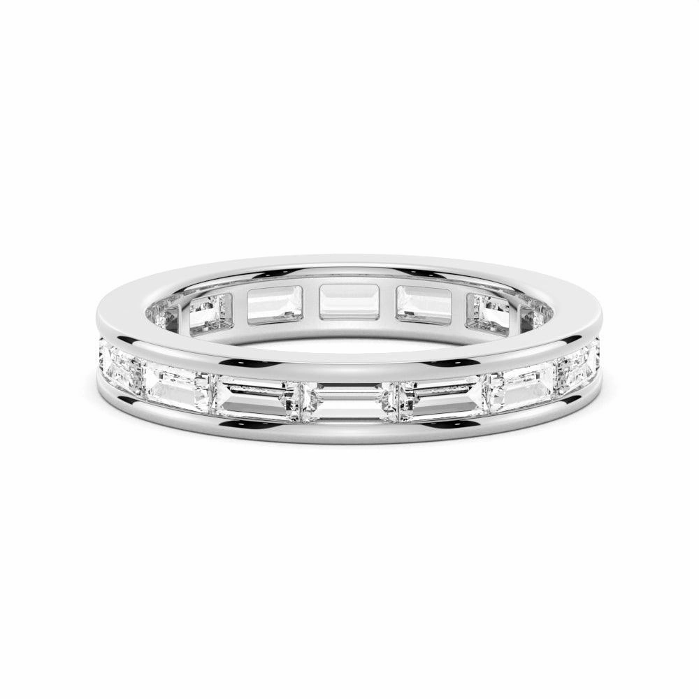 3.21 CT. Channel Set Baguette Cut Moissanite Wedding Eternity Band Understated Spark