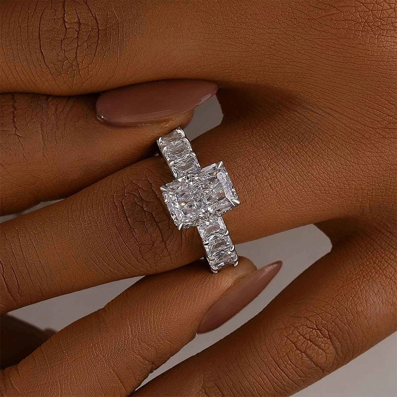 Comfortable Design 3.5Ct Radiant Cut Luxe Engagement Ring Travel Ring In Sterling Silver
