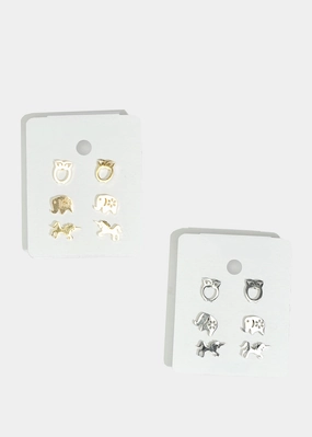 Exclusive Touch Sophisticated Appeal 3-Pair Animal Stud Earrings