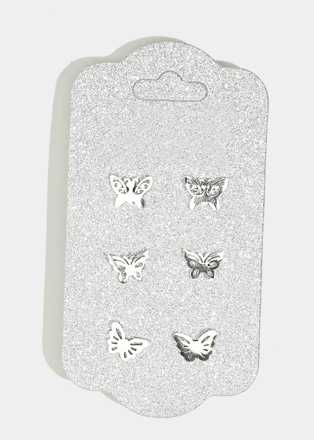 Party Design Refined Quality 3-Pair Butterfly Stud Earrings