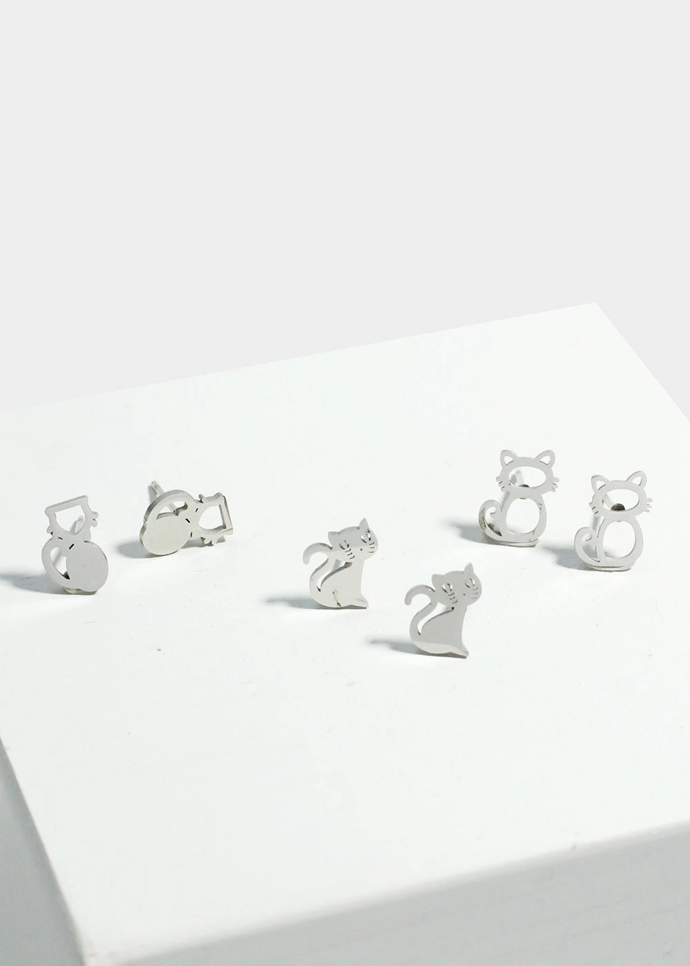 3-Pair Cats Stud Earrings Everyday Pieces Modern Edge