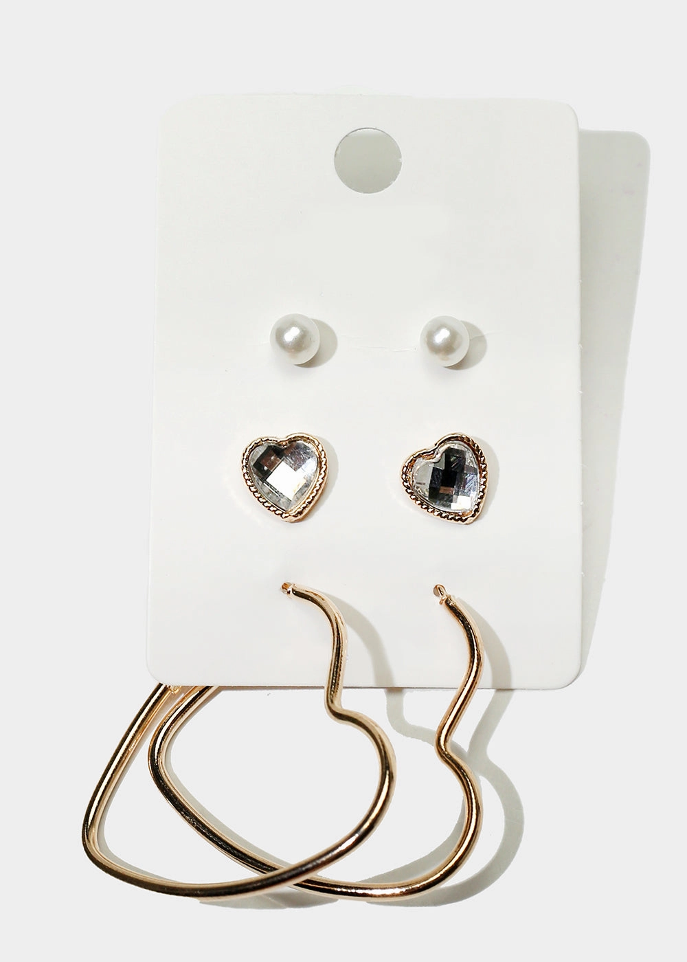 3-Pair Heart Earrings Formal Outfit