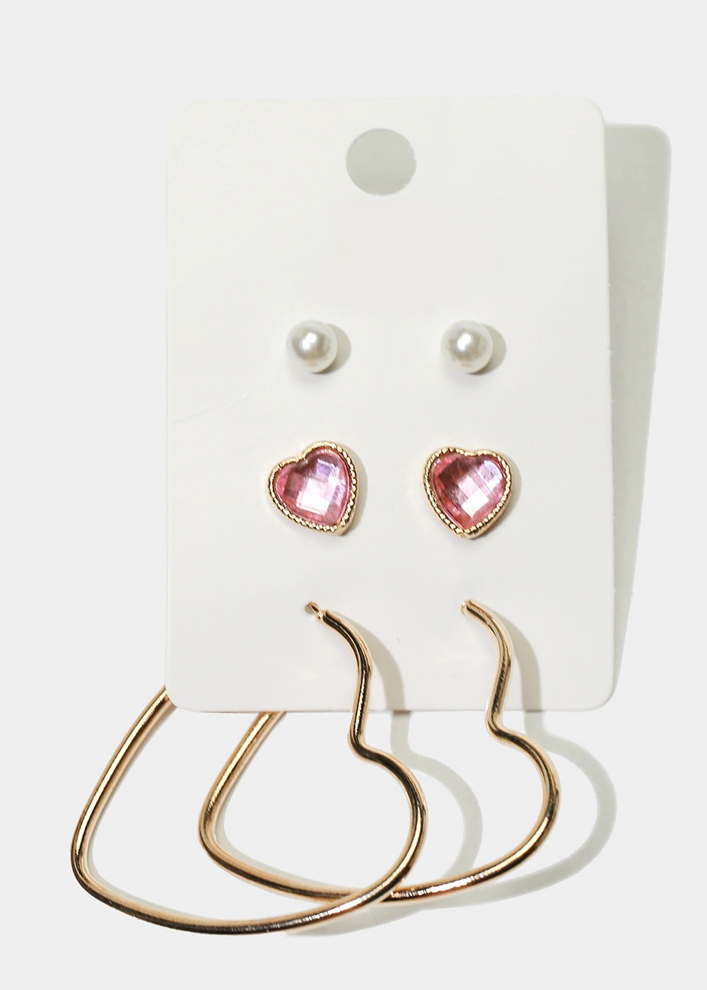 High impact 3-Pair Heart Earrings