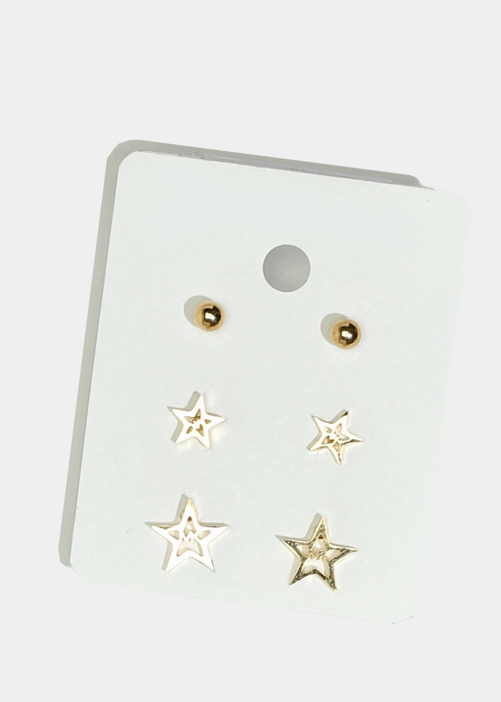 3-Pair Star Stud Earrings Boho Accent Sparkling Jewelry