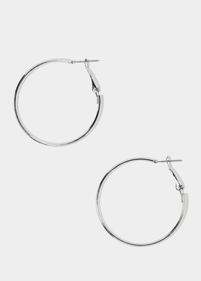 40MM Silver Metal Hoop Earrings Lively Spirit Shimmer Detail