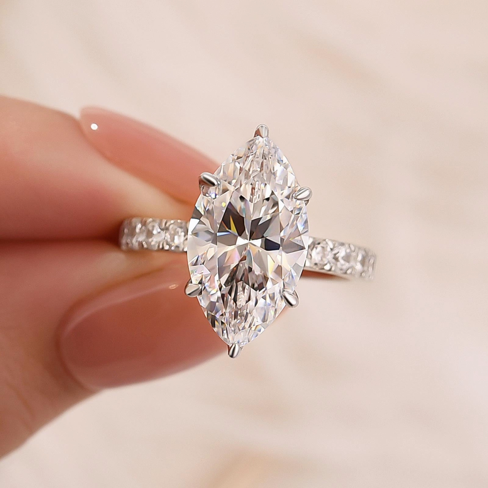 4.5Ct Marquise Cut Engagement Ring Travel Ring In Sterling Silver Trendy Symbol Economical Decoration