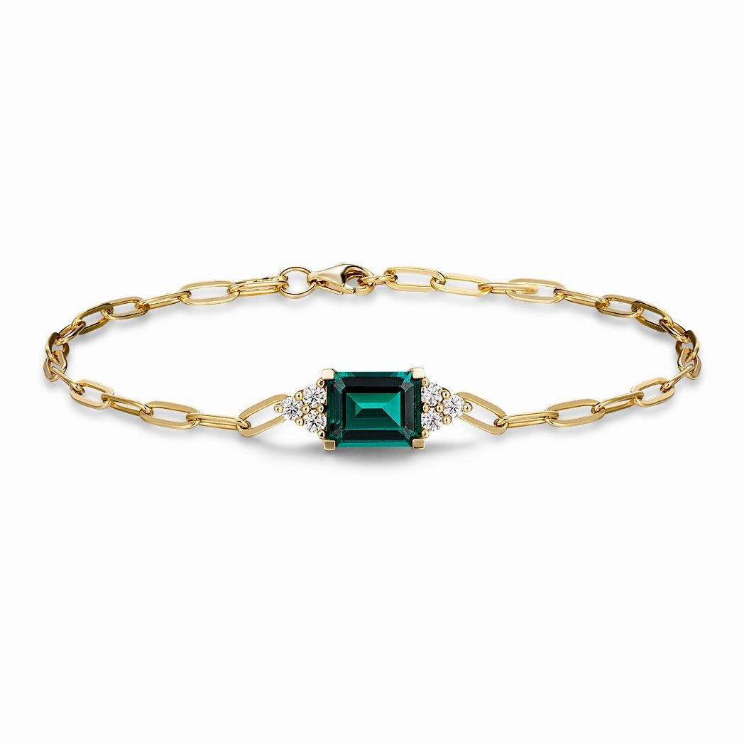4 CT. Emerald Cut Emerald Paperclip Bracelet Timeless Shape