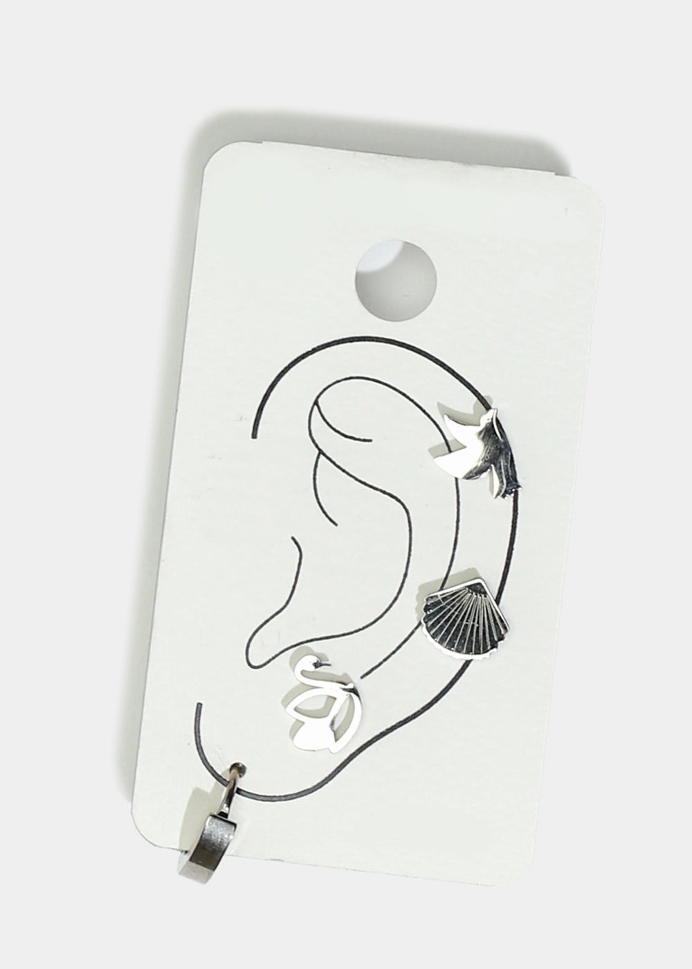 4-Piece Bird & Shell Stud Earrings Bold Fashion