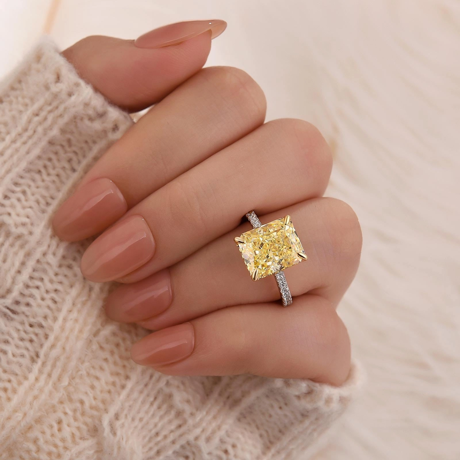 5.0Ct Radiant Cut Engagement Ring Travel Ring In Sterling Silver Creative Present