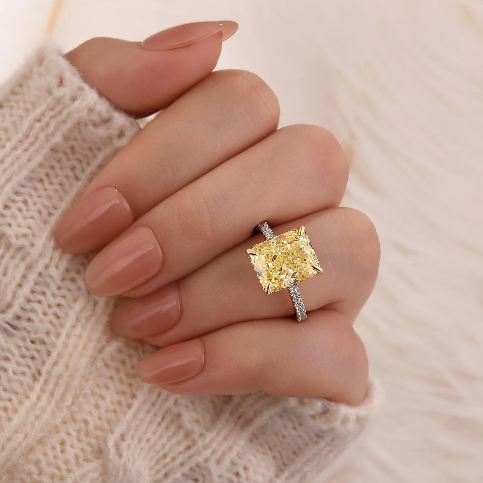 Ornate Adornment 5.0Ct Radiant Cut Engagement Ring Travel Ring In Sterling Silver