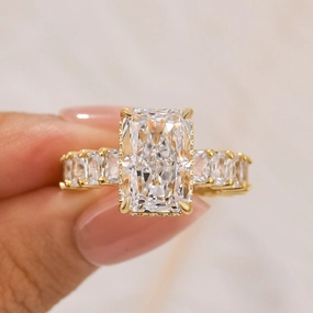 5.0Ct Radiant Cut Hidden Halo Luxe Engagement Ring In Sterling Silver Style Staple