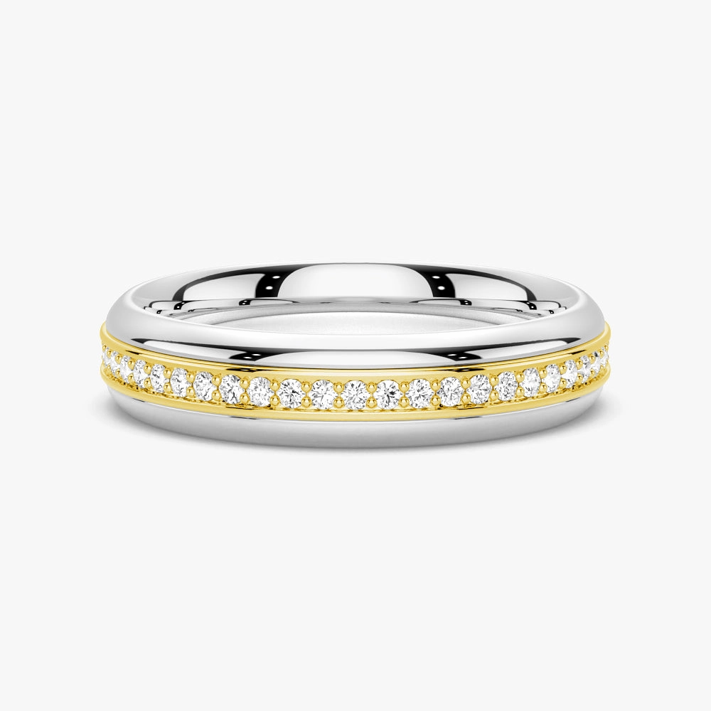 Versatile Jewelry 5.1mm Rotatable Two Tone Round Moissanite Men's Eternity Wedding Band