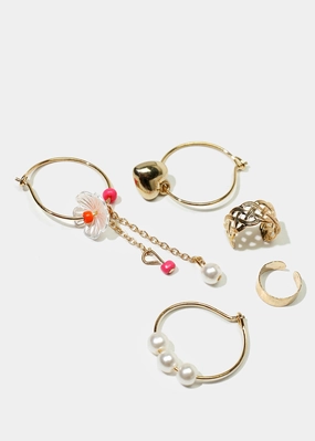 5-Piece Cuff & Hoop Earrings Dazzling Accent