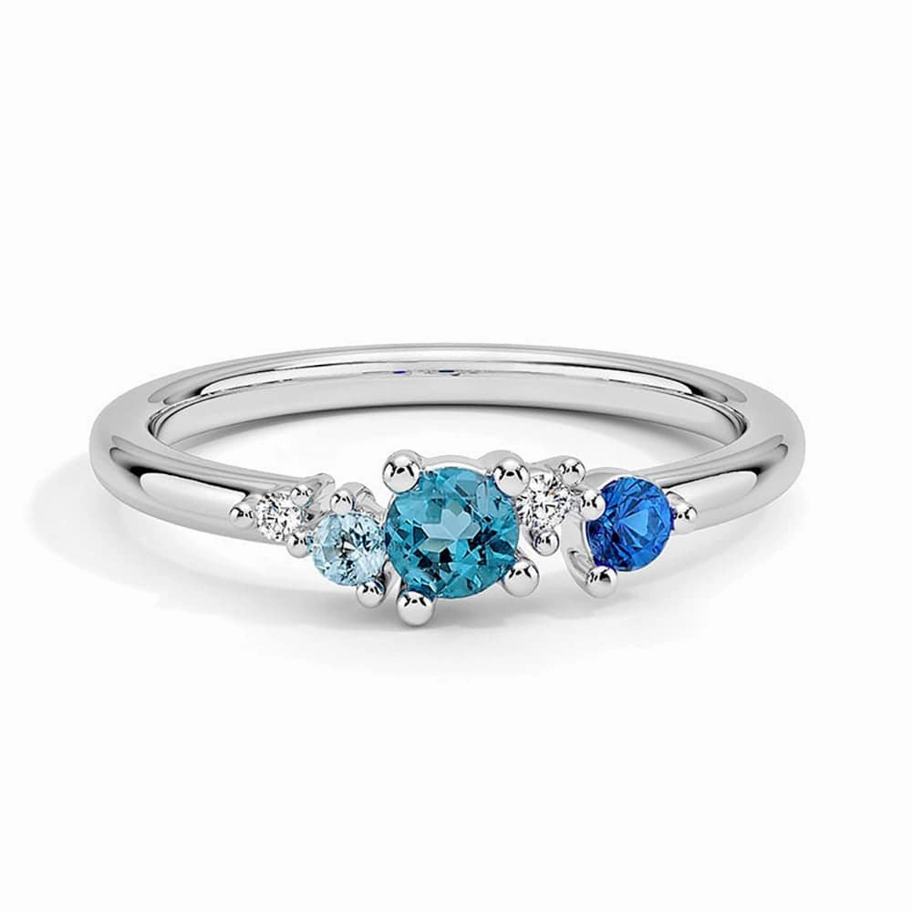 5 Stone Lab Grown Gemstone and Diamond Promise Ring Versatile Piece
