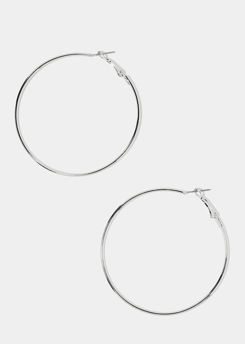 Highlight Accent 60MM Silver Metal Hoop Earrings