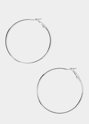 Highlight Accent 60MM Silver Metal Hoop Earrings