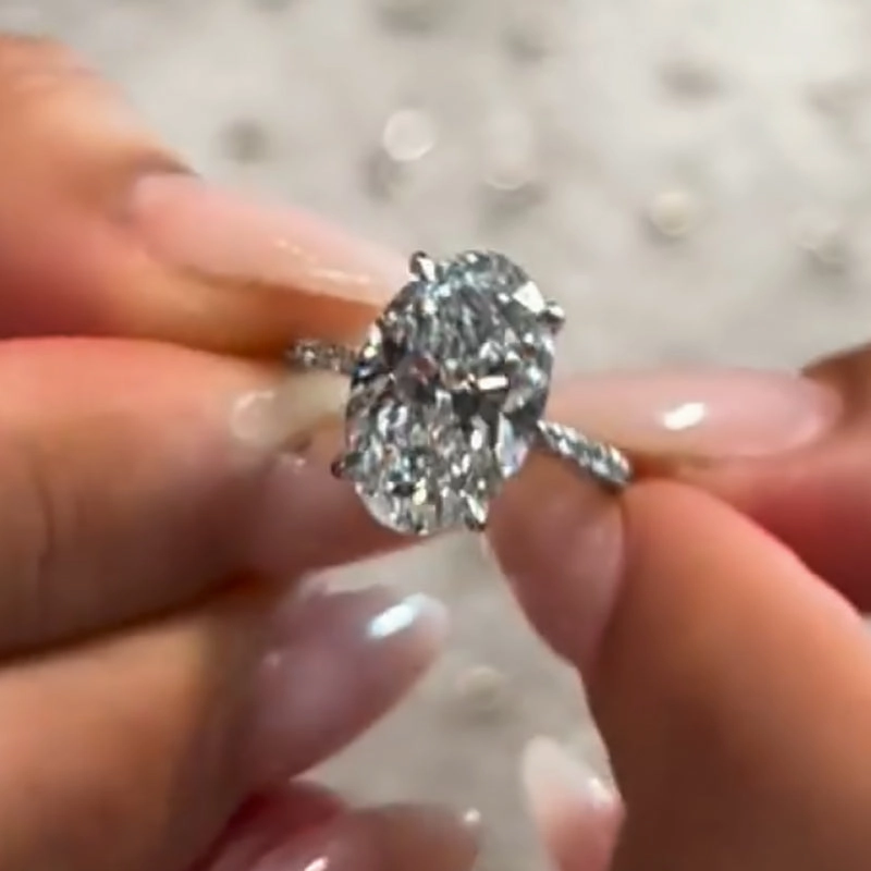 6.0Ct Oval Cut Hidden Halo Engagement Ring In Sterling Silver Amazing Embellishment