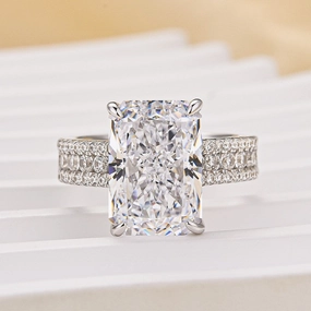 Stylish Decoration Beautiful Item 6.5Ct Radiant Cut Three-Row Luxe Engagement Ring Travel Ring For Her