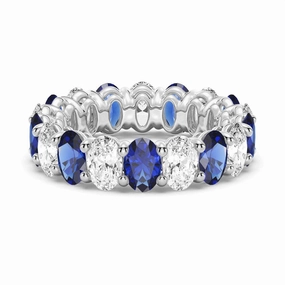 Everyday Touch Perfect Layer 6.6 CT. Lab Grown White Sapphire with  Blue Sapphire Gemstone Band