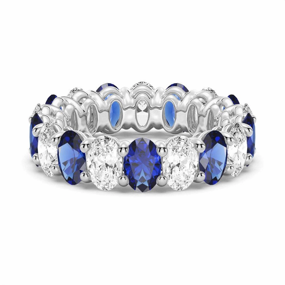 Everyday Touch Perfect Layer 6.6 CT. Lab Grown White Sapphire with  Blue Sapphire Gemstone Band