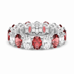 6.6 CT. Lab Grown White Sapphire with Ruby Gemstone Band Charming Glow