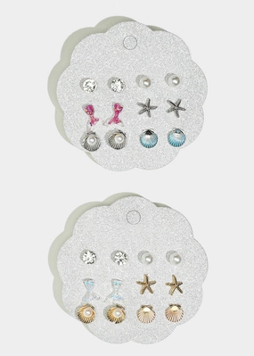 6-Pair Seashell Stud Earrings Camera Mood