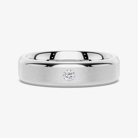 Custom Decoration 6mm Bezel Set Moissanite Men's Wedding Ring With Beveled Edges