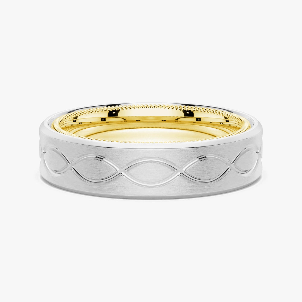 7.5mm Two Tone Matte Finish Infinity Design Men's Band Rough Use