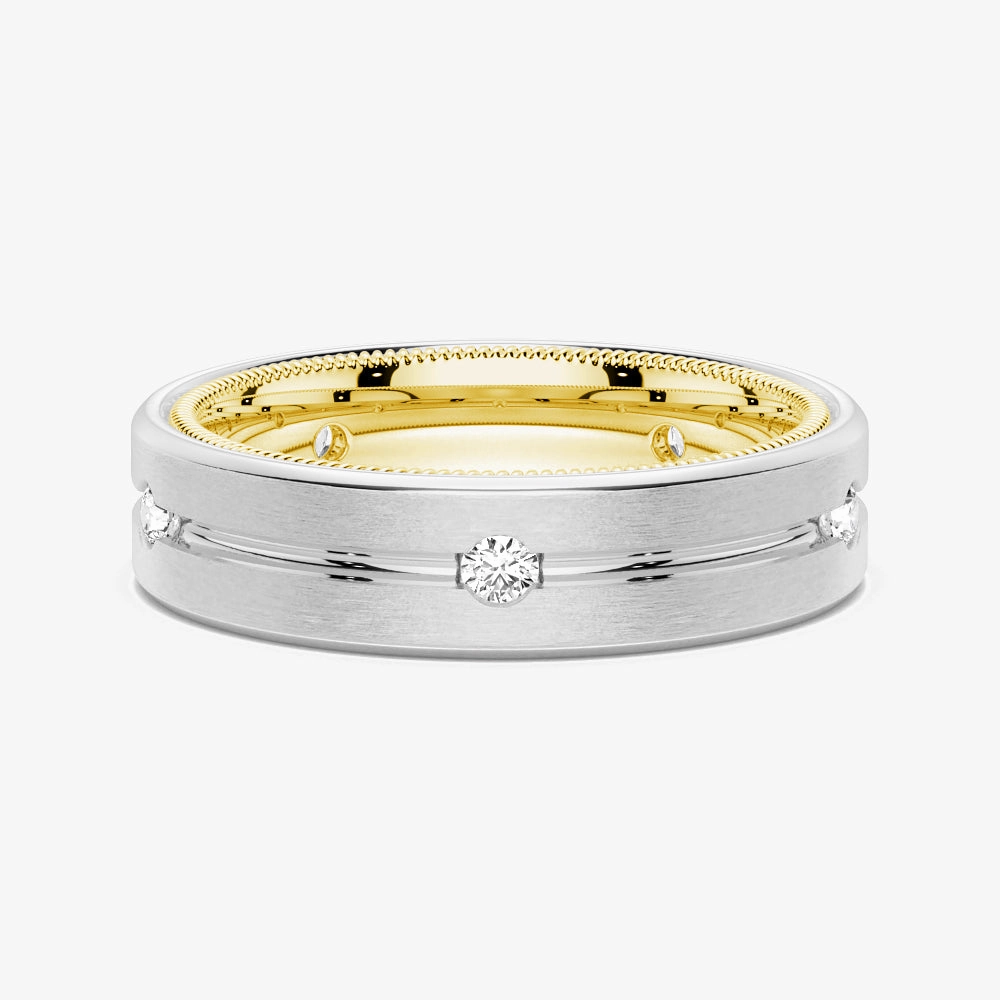 7.5mm Two Tone Matte Finish Moissanite Men's Wedding Band Premium item Classic Accent