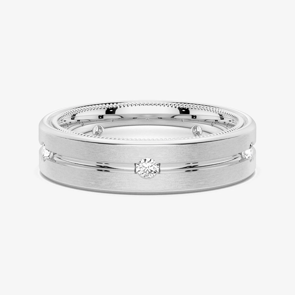 7.5mm Two Tone Matte Finish Moissanite Men's Wedding Band HighEnd Design Graceful Accent