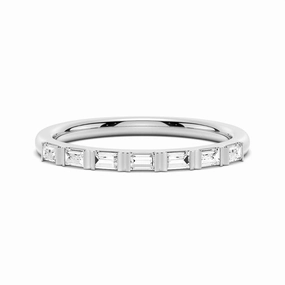 Luxe Finish 7 Stone Baguette Cut Moissanite Wedding Band