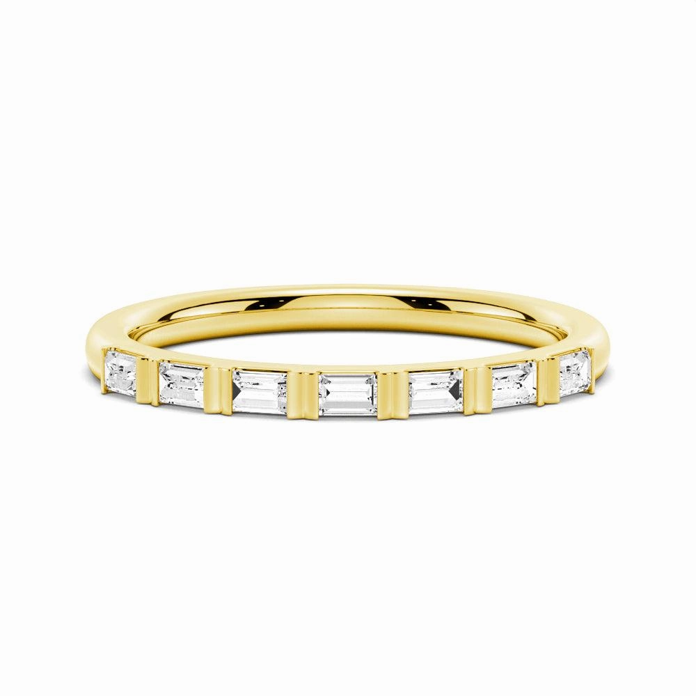 7 Stone Baguette Cut Moissanite Wedding Band Charming Accent Effortless Glam