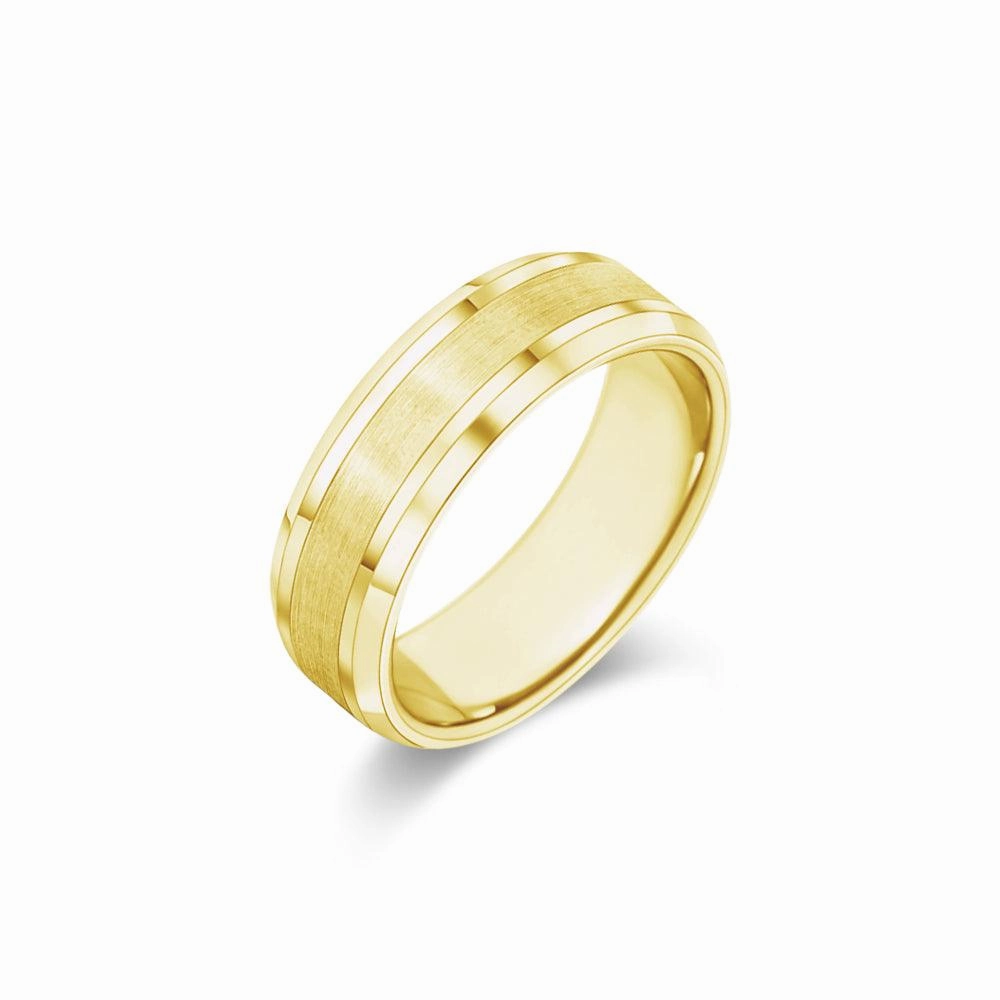 Contemporary Keepsake 7mm Brushed Finish Men's Wedding Band With Beveled Edges