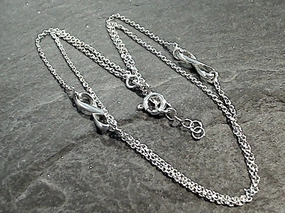 9.5" - 10" Sterling Silver Double Strand Infinity Anklet Everyday Duo