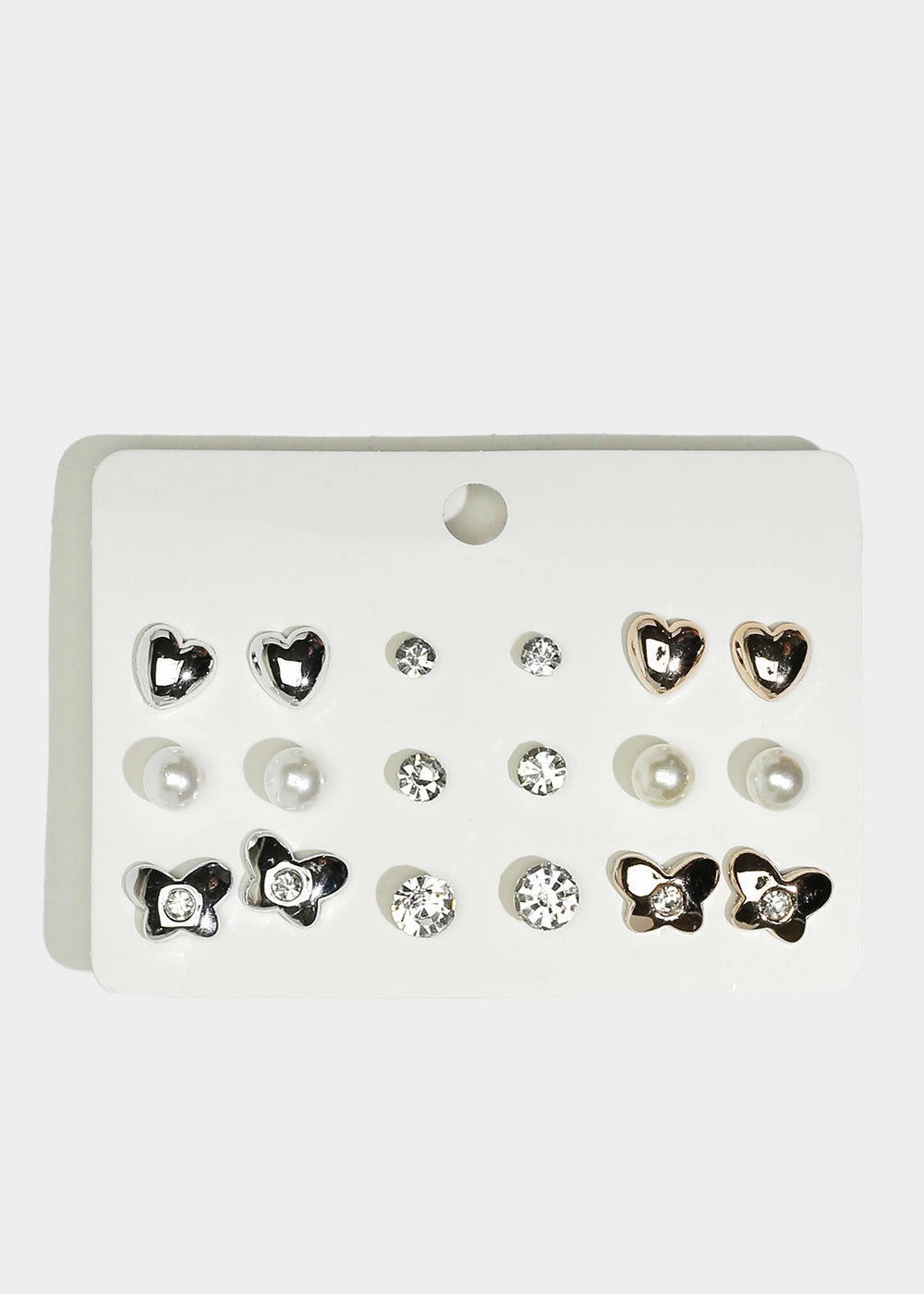 Delicate Touch Metallic Touch 9-Pair Stud Earrings