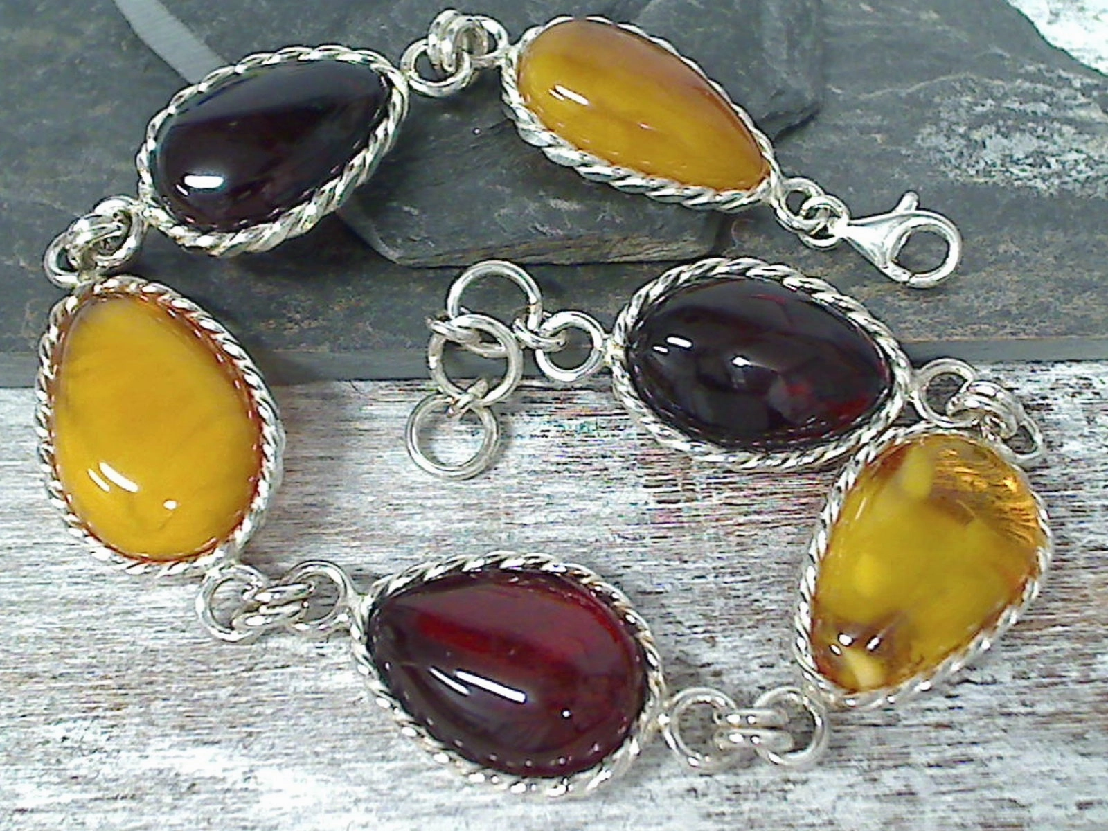 9" - 10" Amber, Sterling Silver Bracelet Timeless Glow