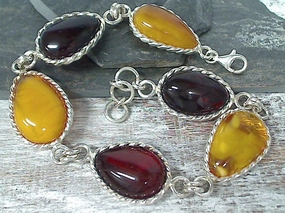 9" - 10" Amber, Sterling Silver Bracelet Timeless Glow