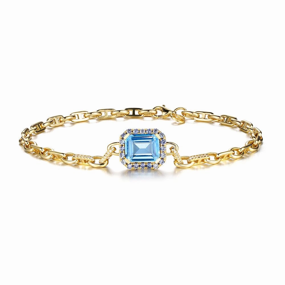 "Aqua Earth Conservation Champion" Aquamarine and Sapphire Bracelet Current Moment Sunny Combinations